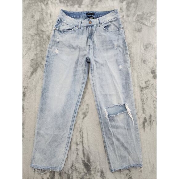 Sincerely Jules High Rise Distressed Raw Hem Crop  Jean Size 9/29 Stretch Denim - Picture 1 of 11